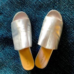 Nine West Silver mules size 10M